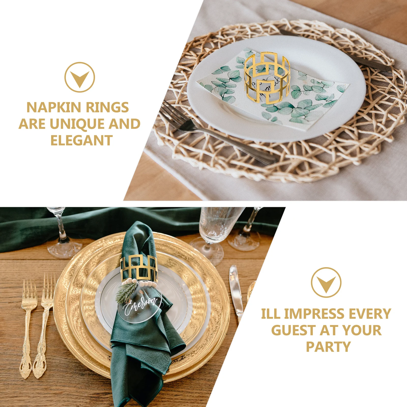 

12pcs Napkin Rings Metal Hollow Design Elegant Table Decor For Party Holiday Gift Napkin Holder Decorative Ring Kitchen Barware