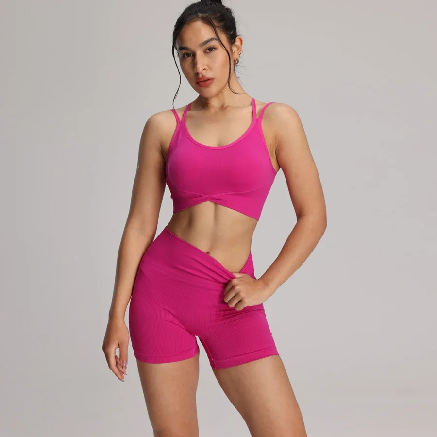 

Two pieces set Sportswear Woman Gym Clothing Female Yoga Shorts Set Women's Tracksuit Women Sports Leggings Sport Yoga Clothes