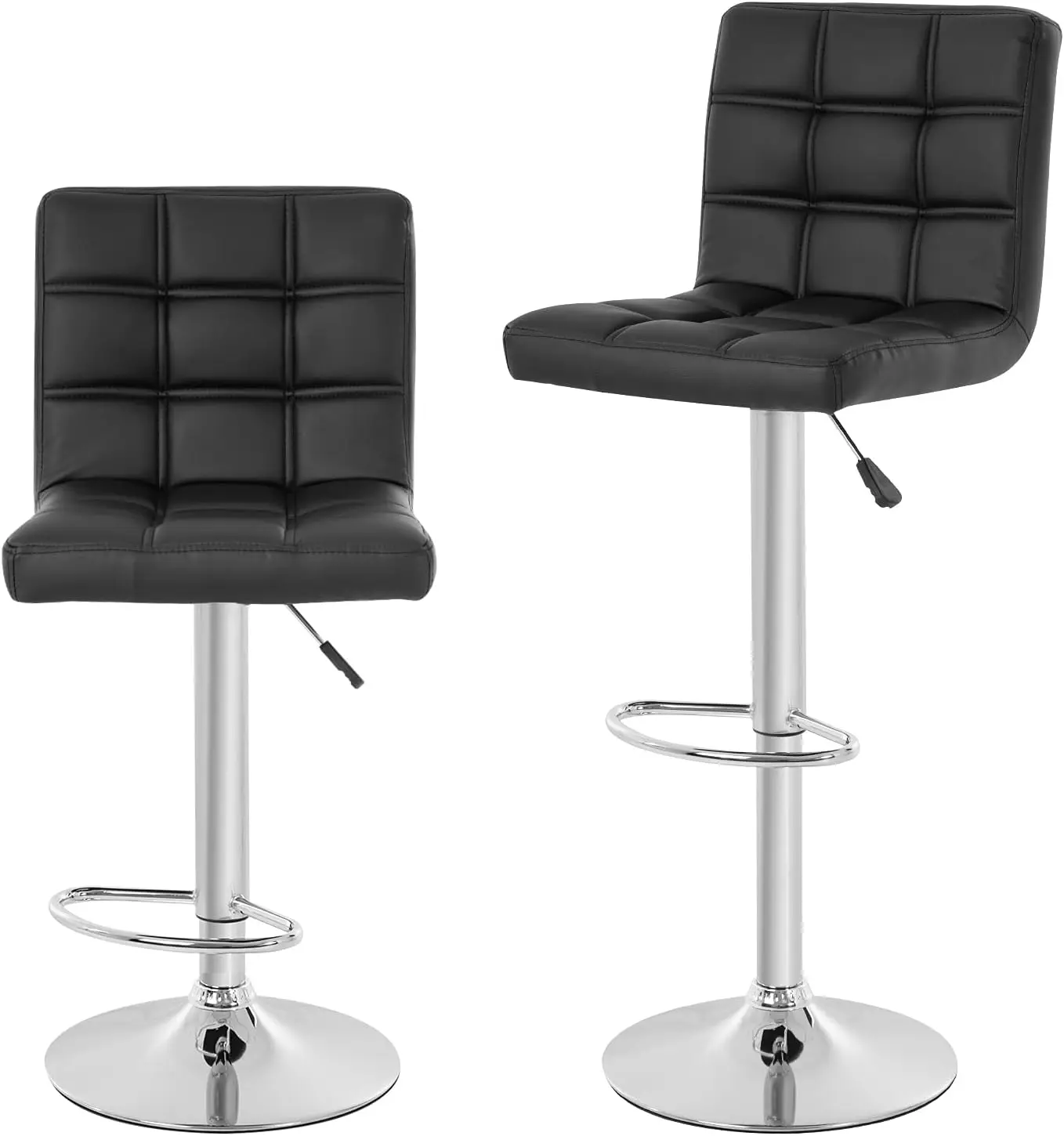 

Bar Stool Set Of 2 Bar Stool Leather Height Adjustable Counter Bla Swivel Bar Stools Pu Leather Padded With Back, Home Counter