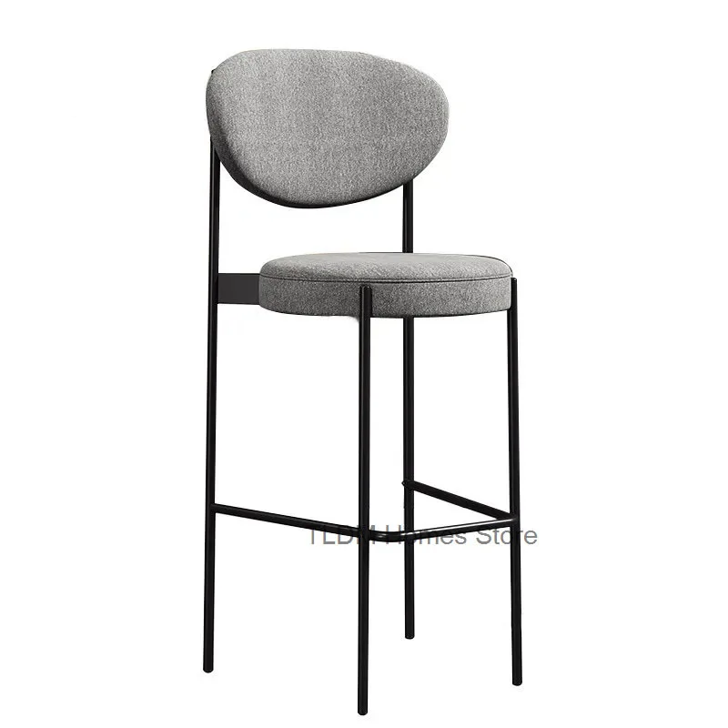 Nordic Iron Dining Room Bar Chair Modern Cafe High Bar Stool Golden Leisure Barstools Soft Backrest Household Furniture f