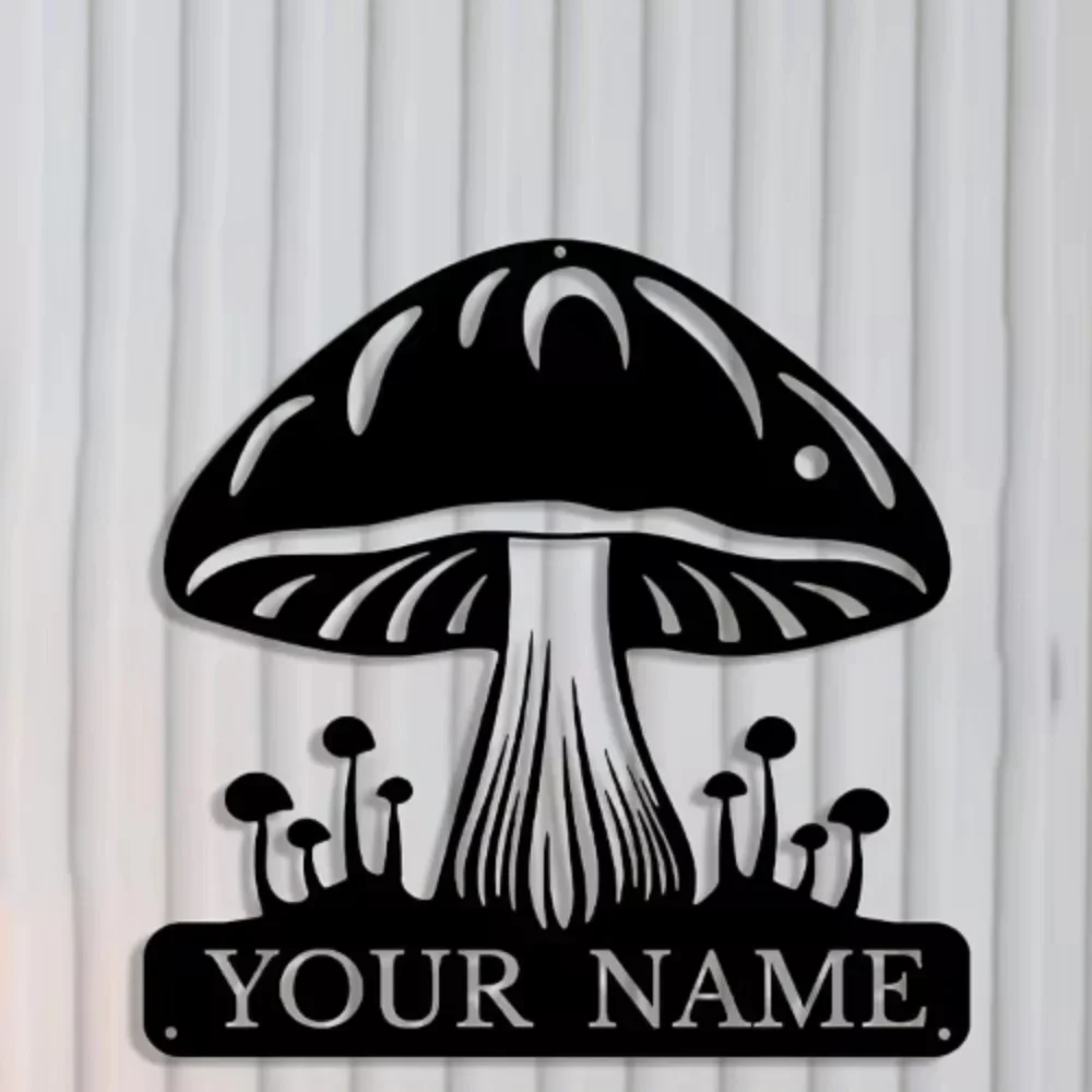 

Trendy Personalizable Mushroom Metal Art. Monogram Option, Perfect for Outdoor Wall in Mushroom Rooms.
