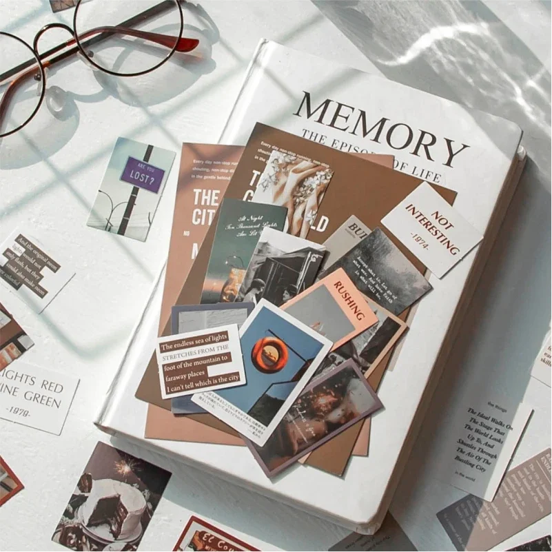 Journamm 45pcsCute Sticker Ins Style Travel Aesthetics Creative Hand Account LOMO Cards Stationery Notepad Sticky Stickers