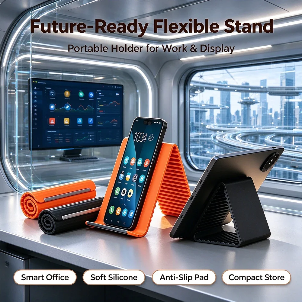 Roll Up Portable Device Stand Multi Angle Foldable Holder For Phone Tablet Laptop Travel Office Use