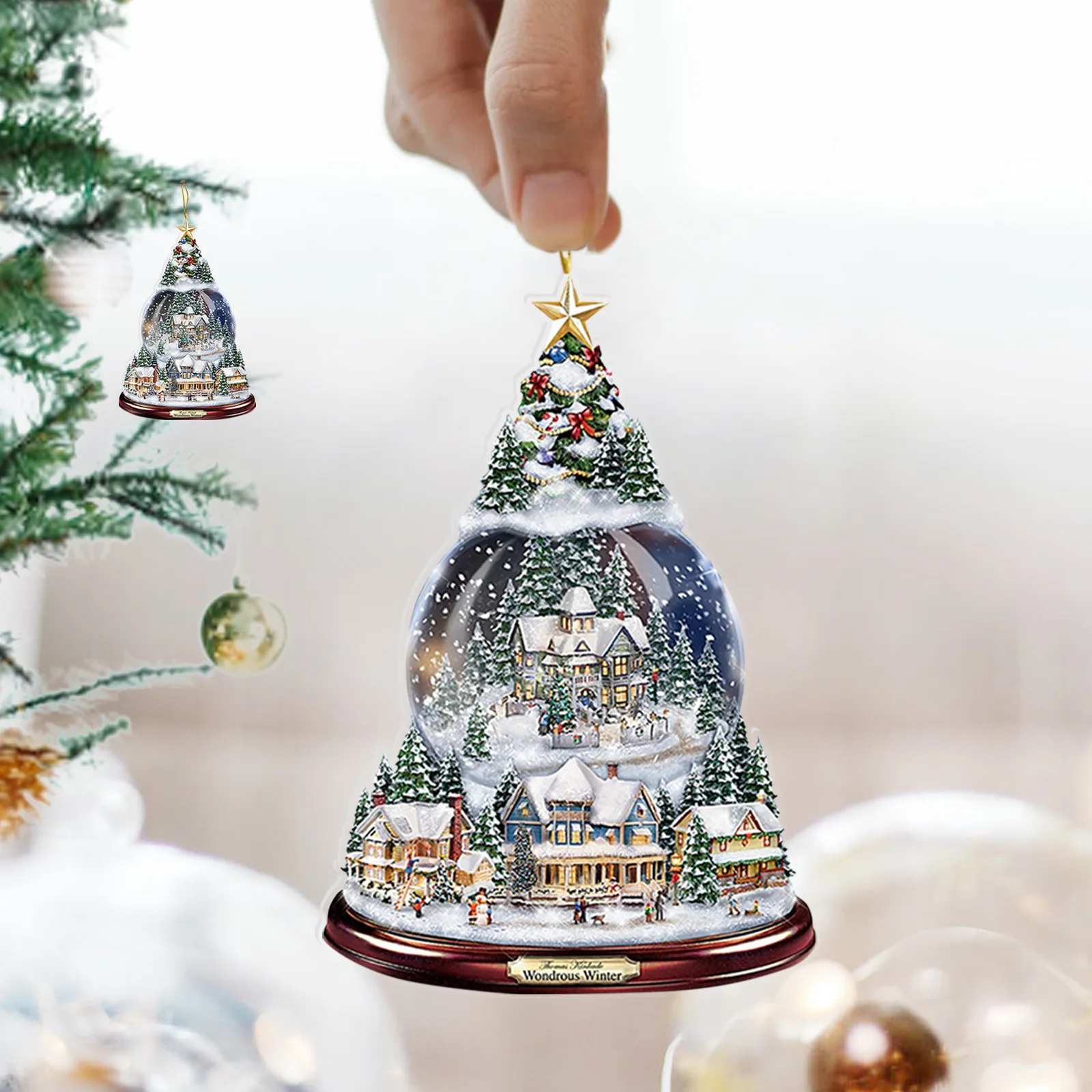 Hot Sale 2D Acrylic Pendant Decoration Snowman Christmas Tree Ornaments Hanging Decor For Room Holiday Gifts Party Supplies 2024