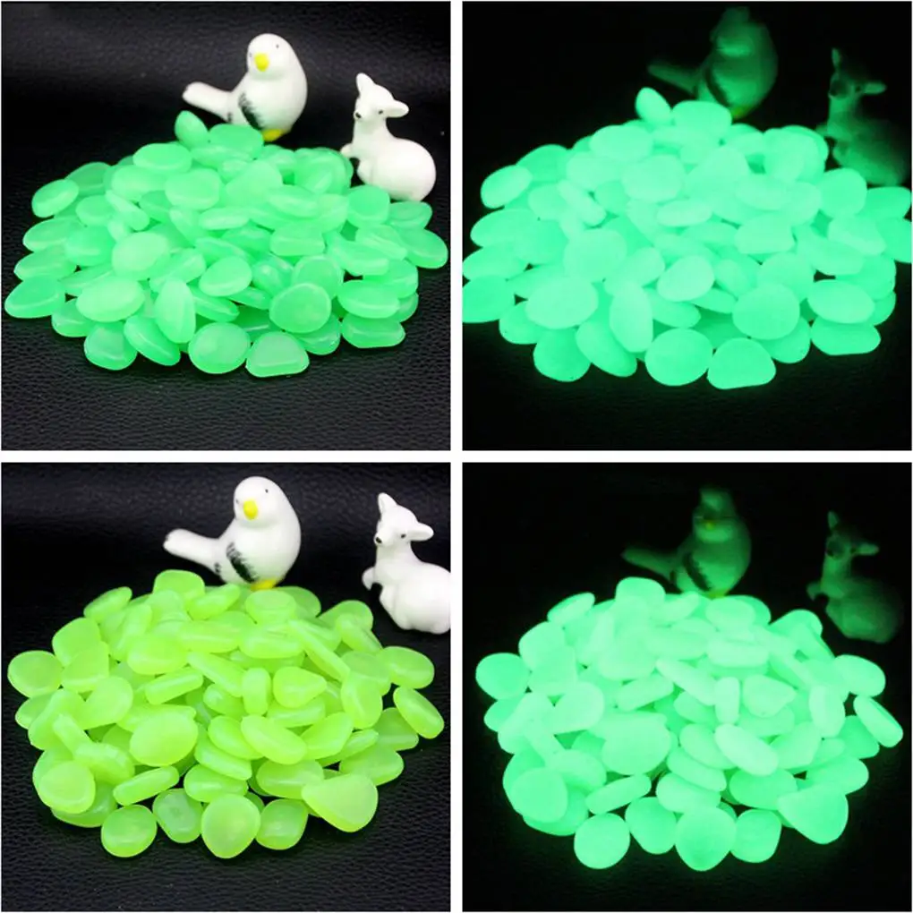 100pcs Fish Tank Fluorescent Pebble Garden Parterre Decor Glow Stone Aquarium Ornament Marbles Rocks