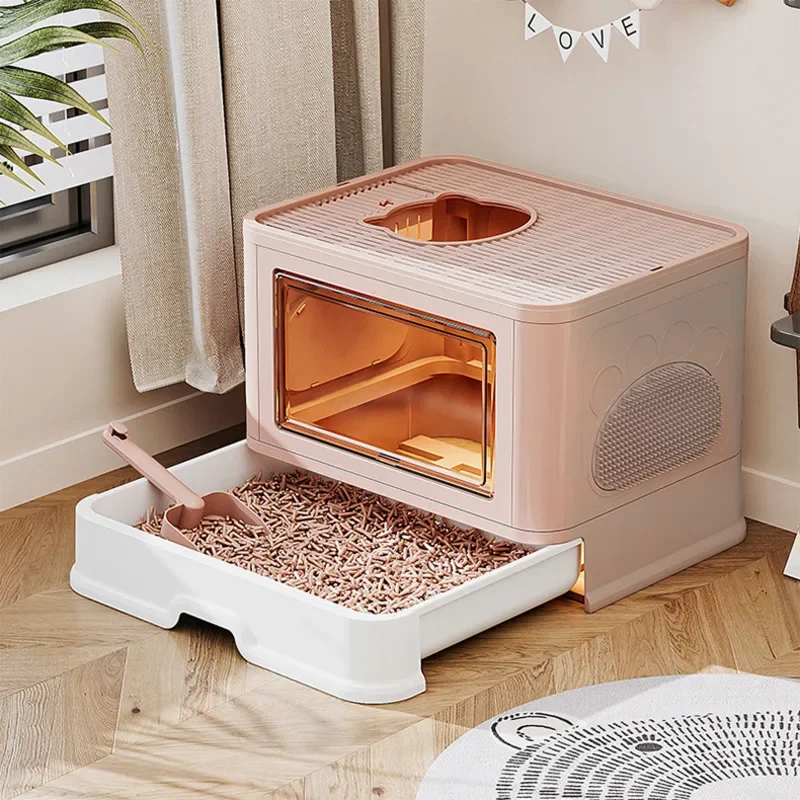 Fully Enclosed Sandbox Cat Enlarged And Widened Cat Toilet Convenient Drawer Cat Litter Tray Isolate Odor Pet Toilet