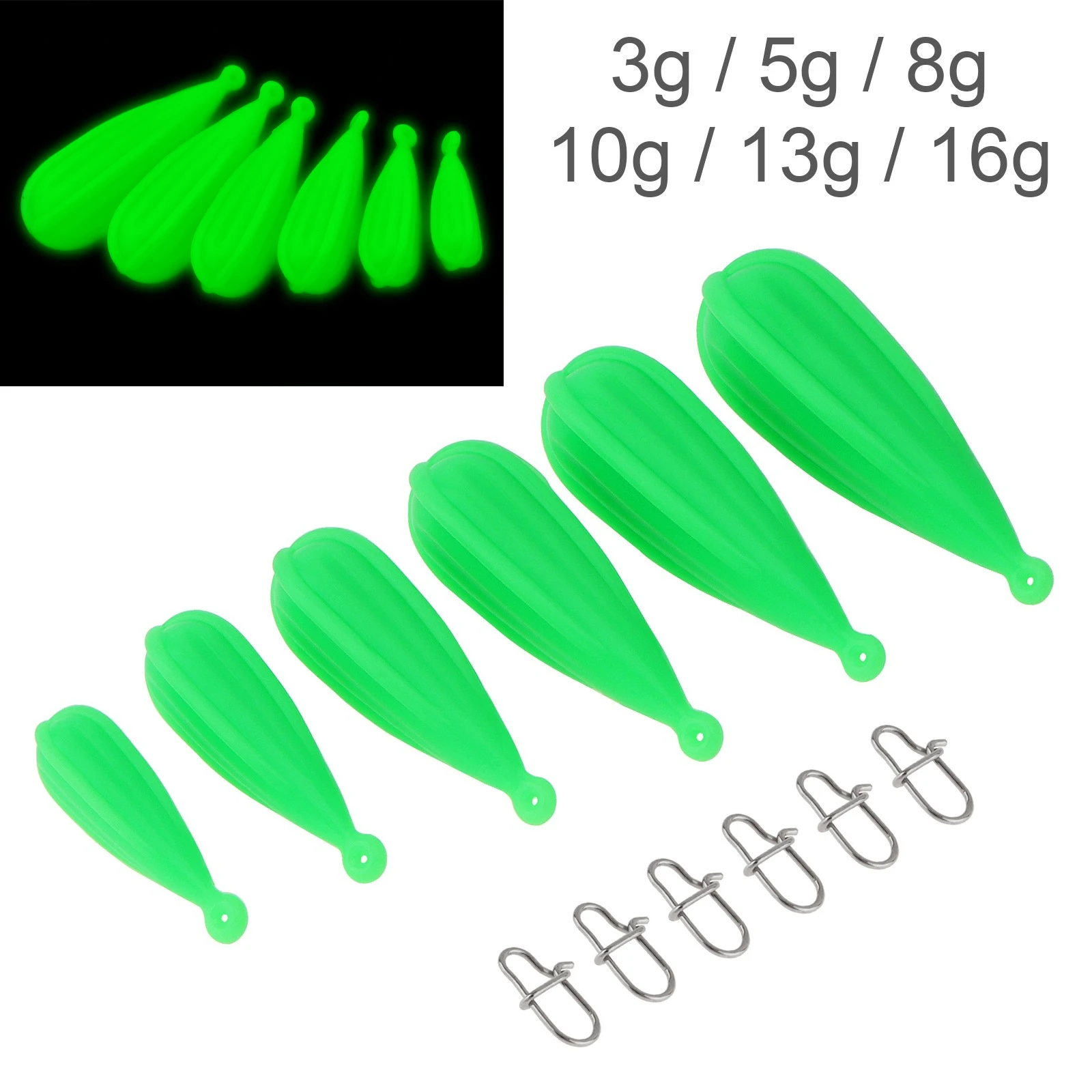 

Glow in Dark Silicone Fishing Practice Plug for Improving Casting Skills Luminous Bait Practice Plug 3g 5g 8g 10g 13g 16g