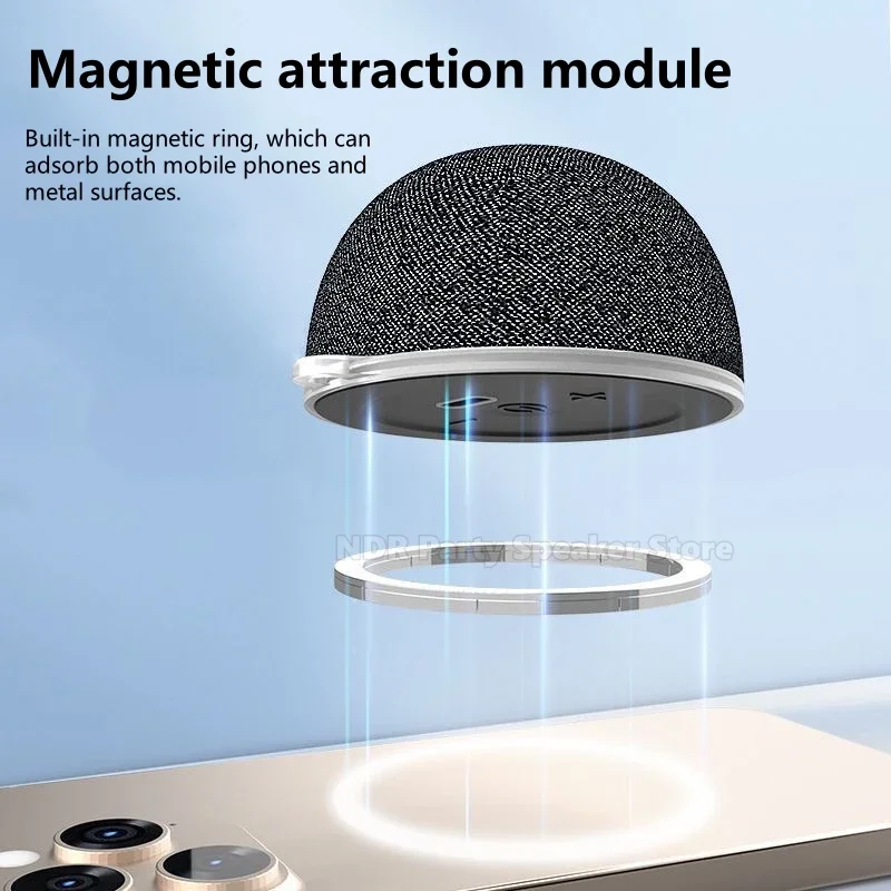Nuevo Altavoz magnético portátil BT 5,3 Mini caja de sonido imanes teléfono móvil altavoces inalámbricos Bluetooth soporte con luz Led RGB