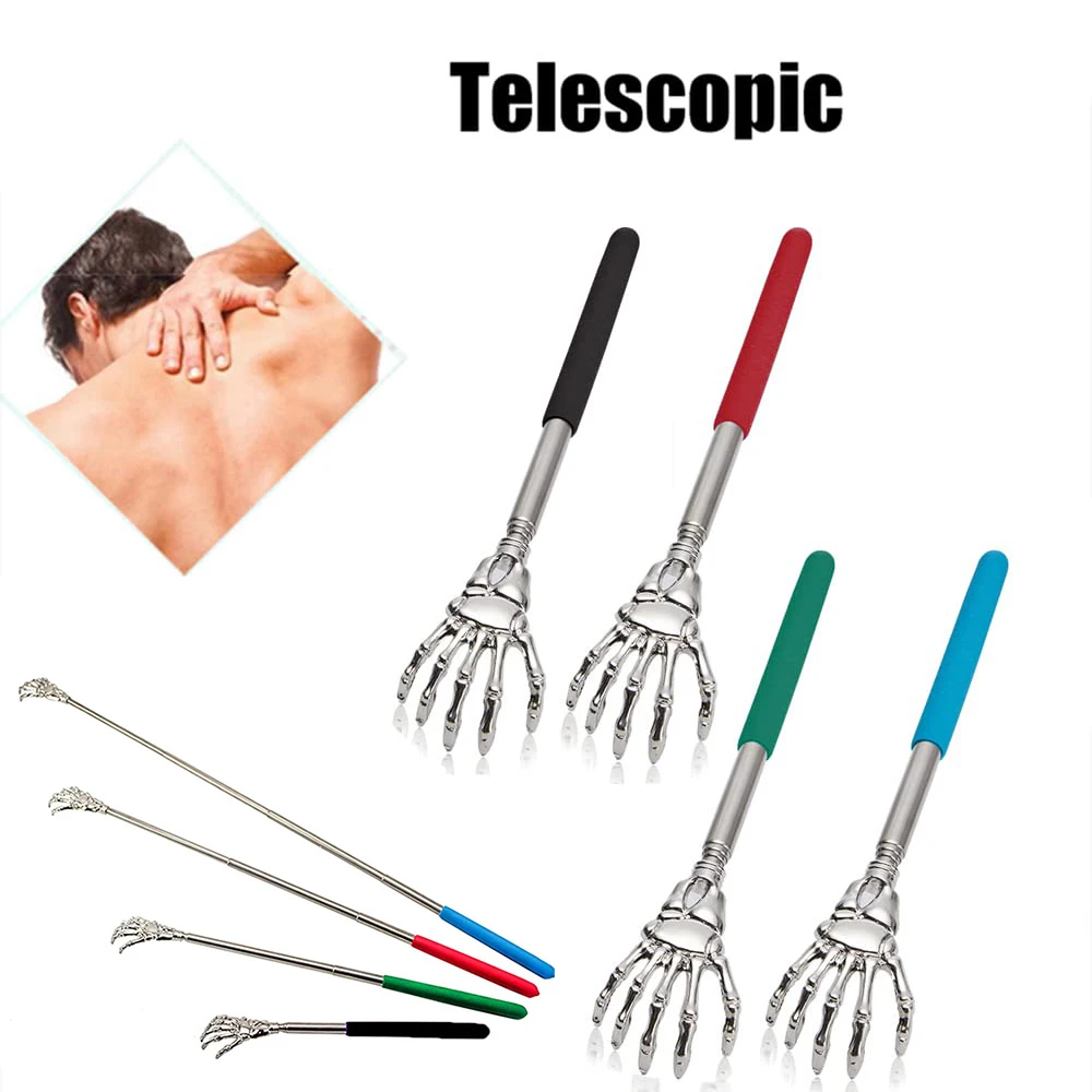 Comfort Grip Handle Telescopic Back Scratcher Extendable Stainless Steel Portable Telescoping Back Scratcher for Back Massager