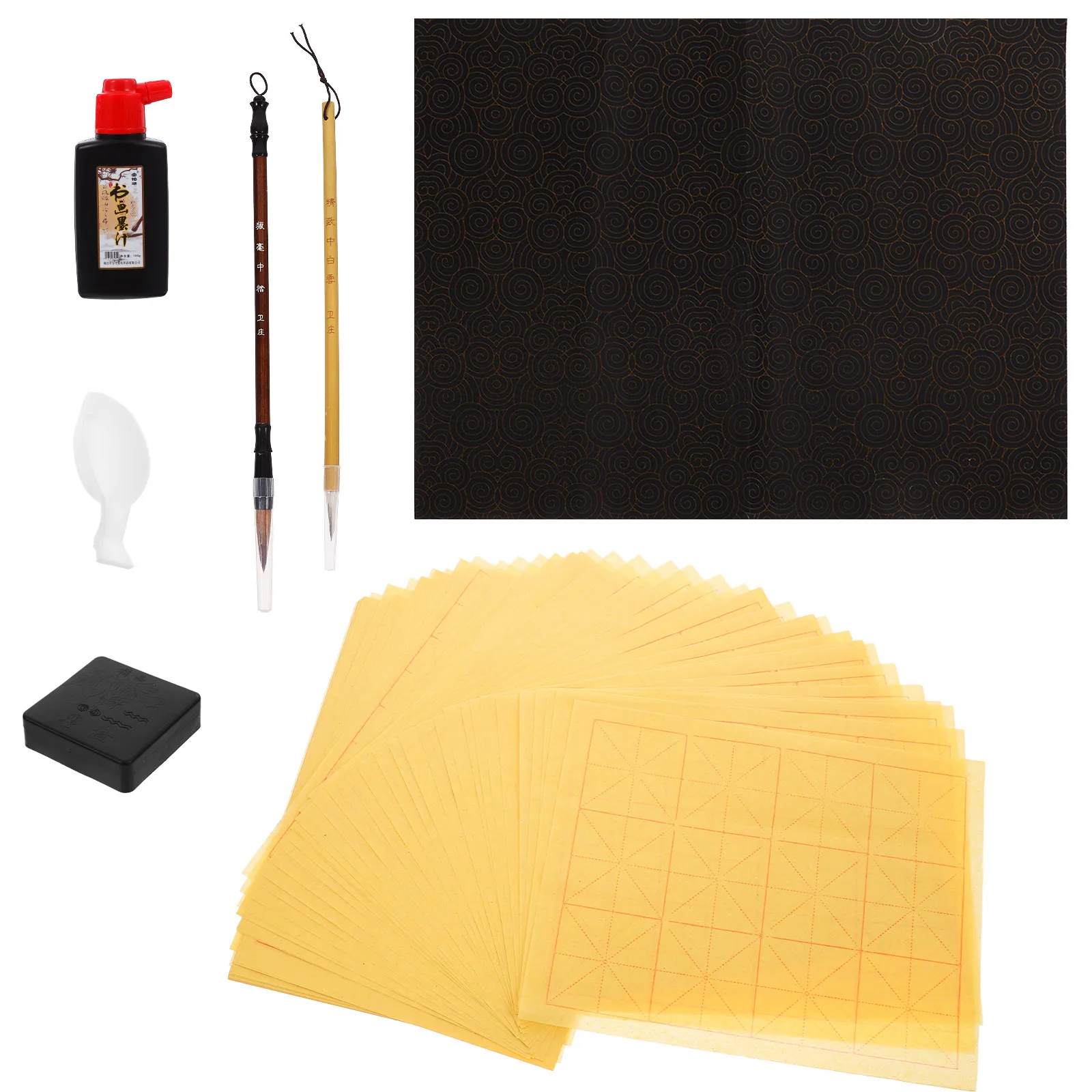 1Set Calligraphy Practice Brush Ink Stone Traditional Chinese Japanese Calligraphy Kit Beginner Writing Tools