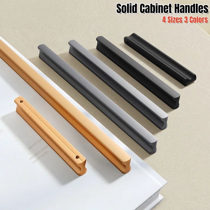 Schwarz/Grau/Gold Schrankgriffe aus massiver Aluminiumlegierung mit Schrauben, Küchenschrankknöpfe, Schubladengriffe, Möbelgriff-Hardware