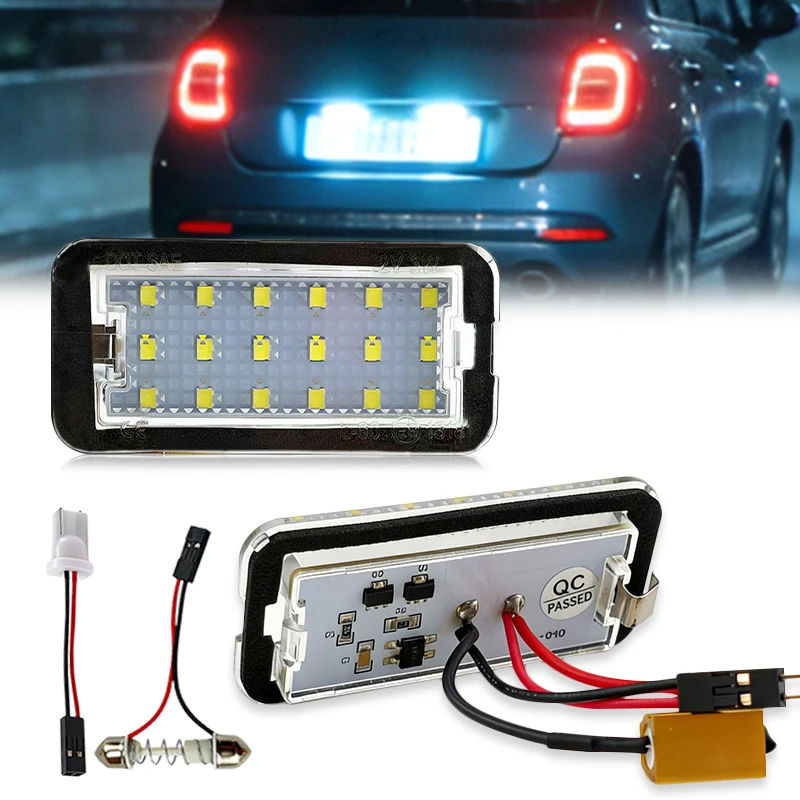 2 Stück 18SMD Weiße LED-Kennzeichenbeleuchtung Canbus Fehlerfrei 12V für Fiat Abarth 500 500C 2007-2016 Auto-Styling