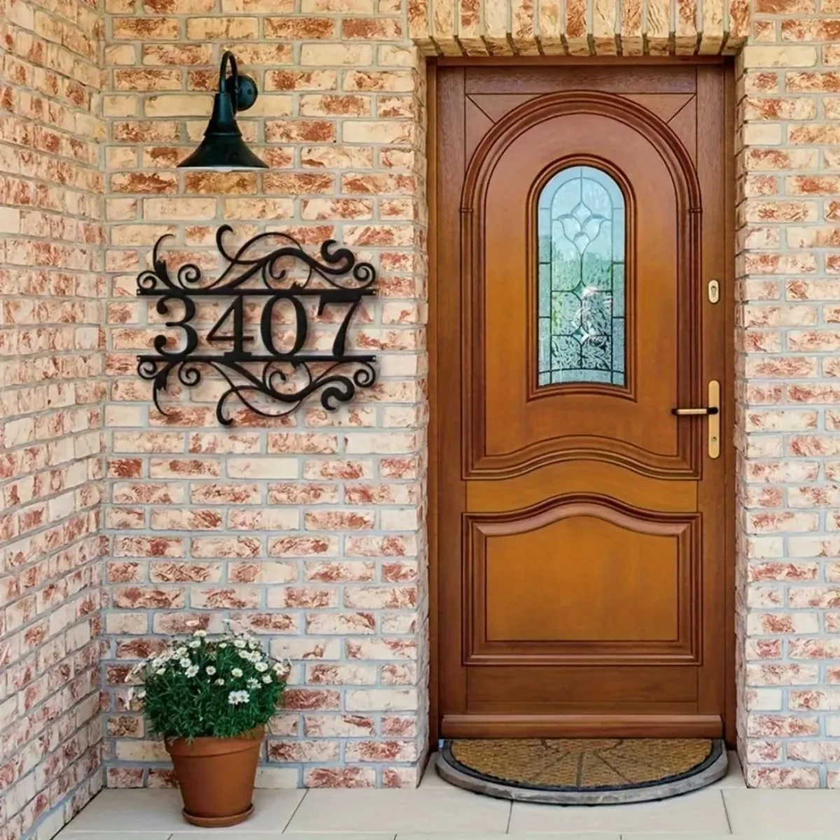 Custom Boho Metal Address Plaque | Personalized with Name & Number | Durable Iron Sign | Suitable for Front Door