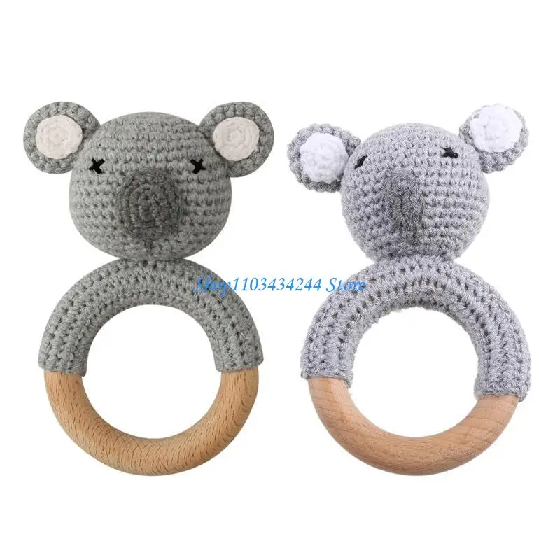 G2TC Anneau en bois des animaux en tricot façonner bébé