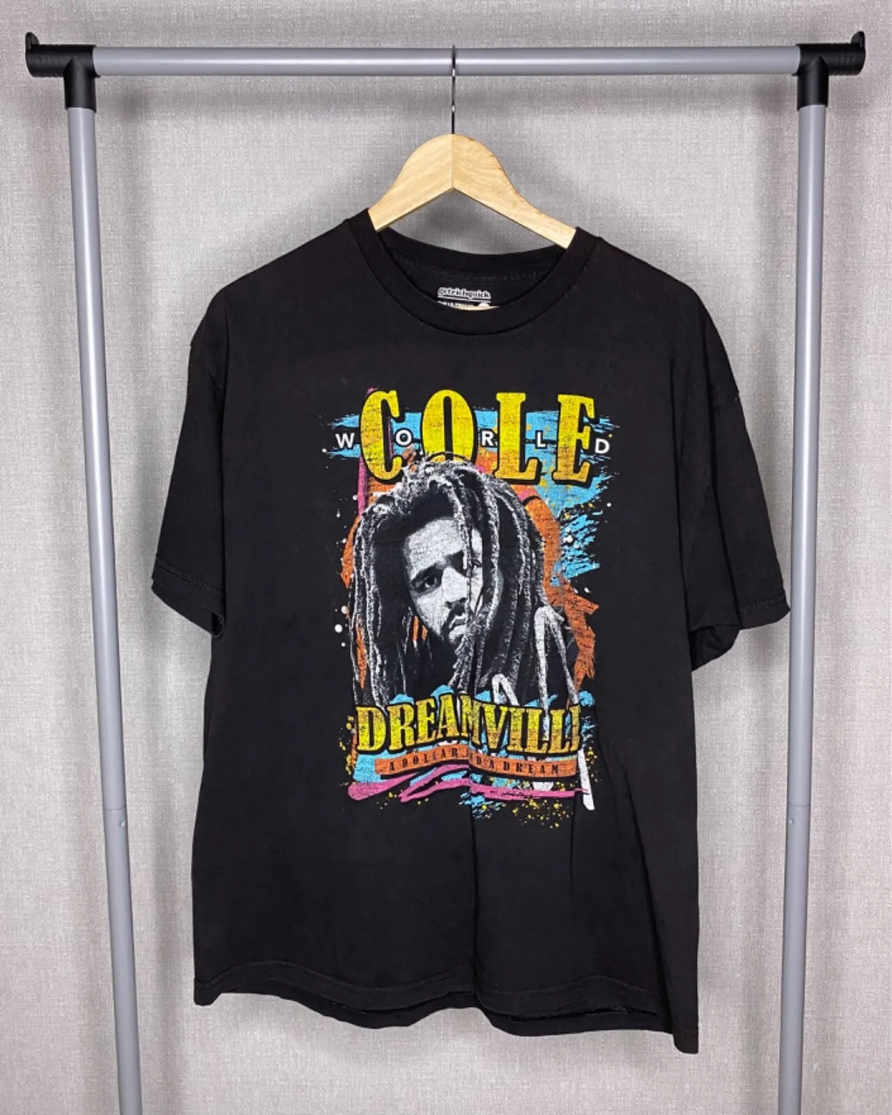 J Cole Dreamville Big Logo T Shirt Black Size XL Rap Hip Hop