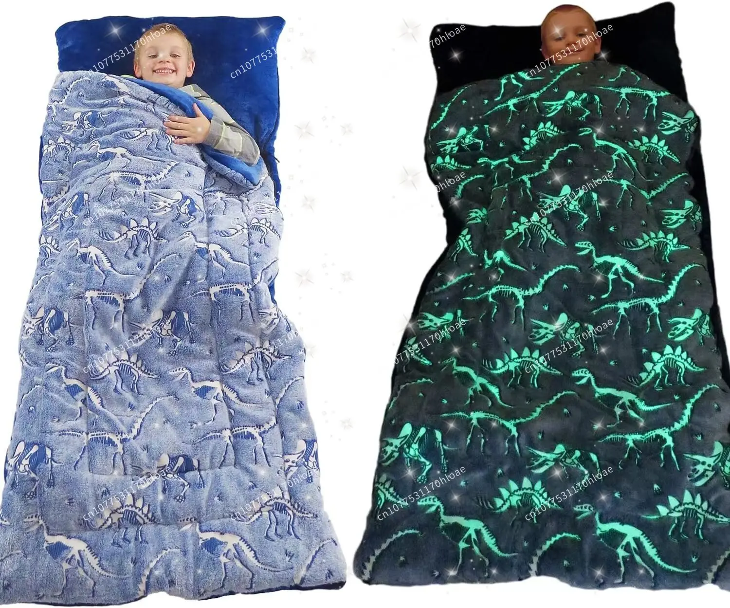 Plush luminous sleeping bag, flannel kick-proof quilt, thickened warm sleeping clothes