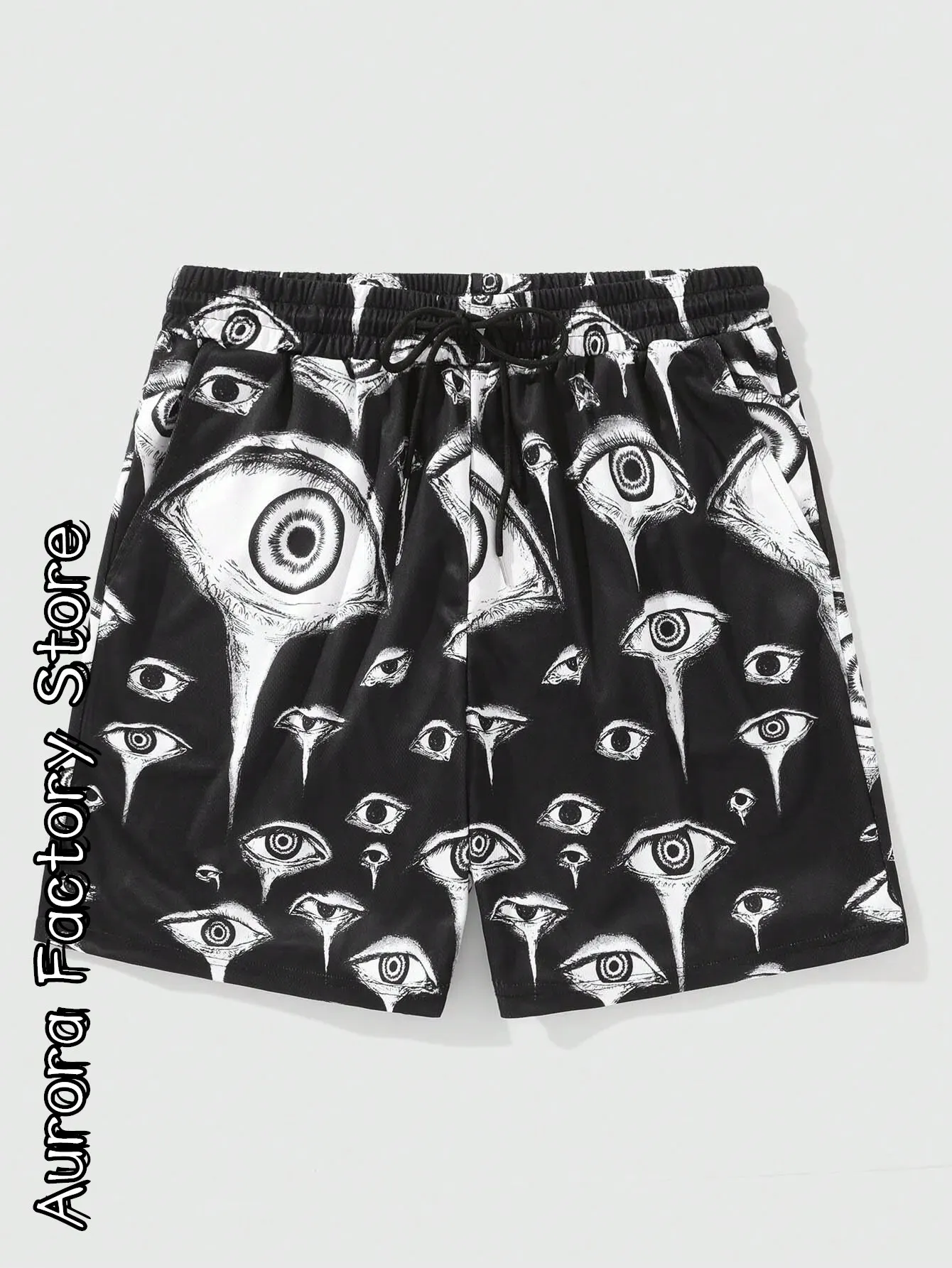 Summer Men Fashion Shorts Vintage Eyes Printing Clothing Boys Kids Casual Hawaii Vacation Shorts Male Drawstring Beach Shorts