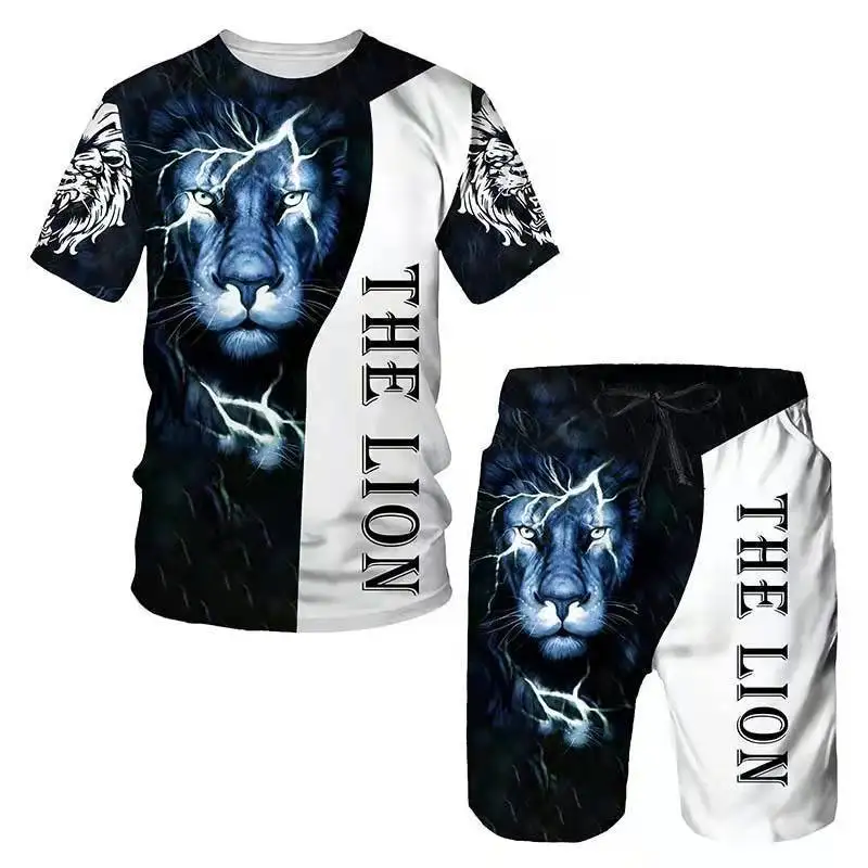 2024 Summer New Naruto Junior 3D Printed Short Sleeve Shorts Tiger Figure Casual Sports Breathable Men's and Women's Suit