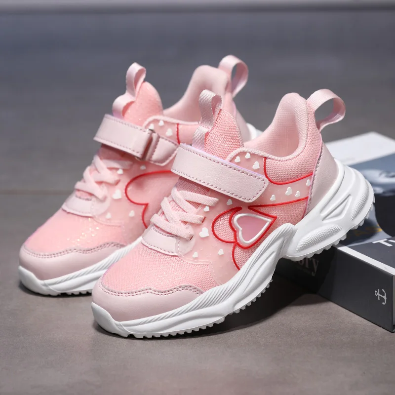 

Children's Casual Pink Mesh Breathable Shoes for Girls Lightweight Running Shoes Student Kids' Sports Walking Sneakers