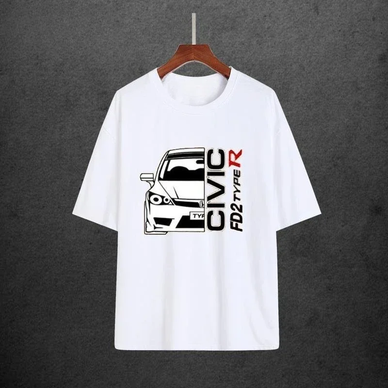 

Honda Men's and Women's T-shirt CIVICFK8 EP3 FD2 Car Motorcycle Modification Summer Oversize Trend Versatile Racing Short Sleeve