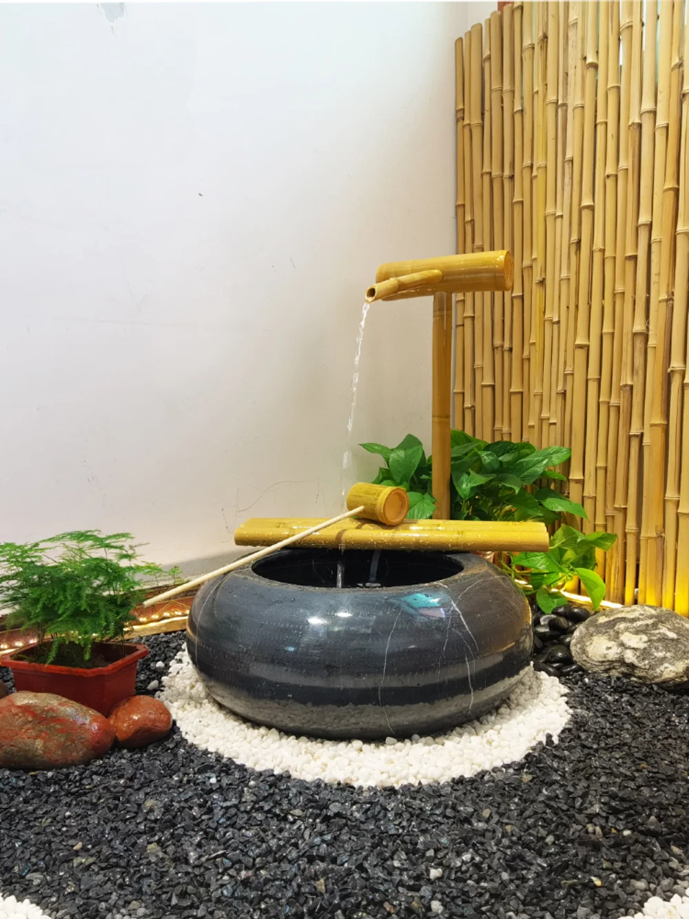 

Garden landscape layout of flowing stone bowl Outdoor flowing water landscape ornaments