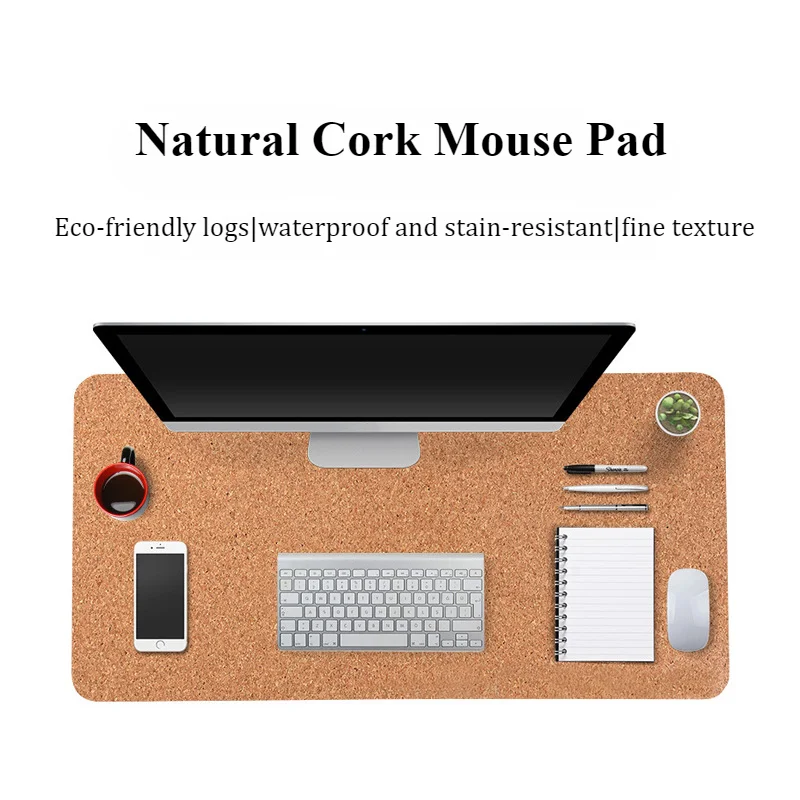 Tapis de souris en liège naturel, grand tapis de bureau épais et écologique pour ordinateur portable, personnalisé, pour jeu de bureau, accessoires de Gamer, clavier