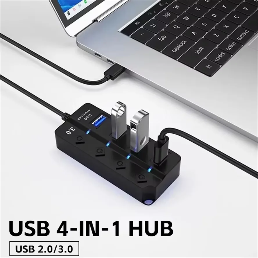 USB Hub 3.0 Multiprise USB High Speed Splitter 4 Port 5Gbps Hub Power Adapter with Switch Long Cable with Multiple Expander HUB
