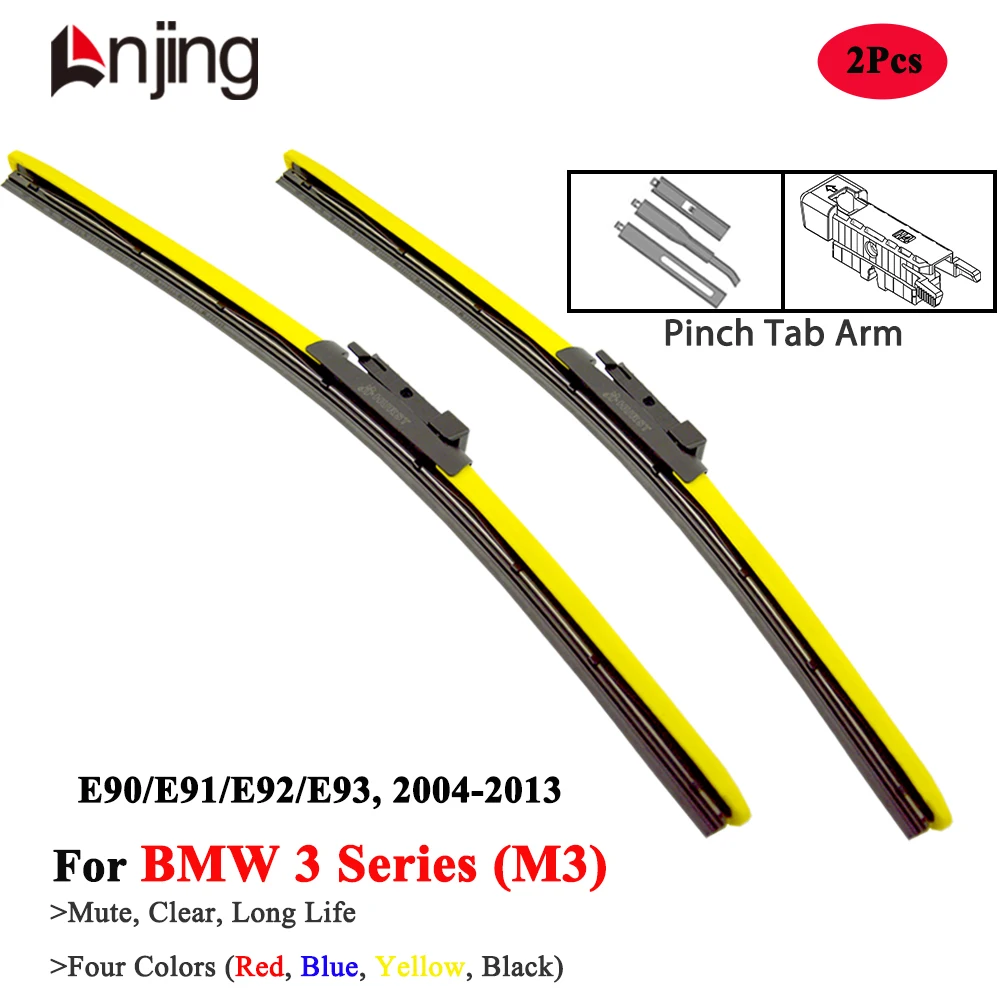 

LNJING Colorful Wiper Blade For BMW 3 Series M3 E90 E91 E92 E93 316 318 320 323 325 328 335i 2004 2007 2010 2013 Car Accessories