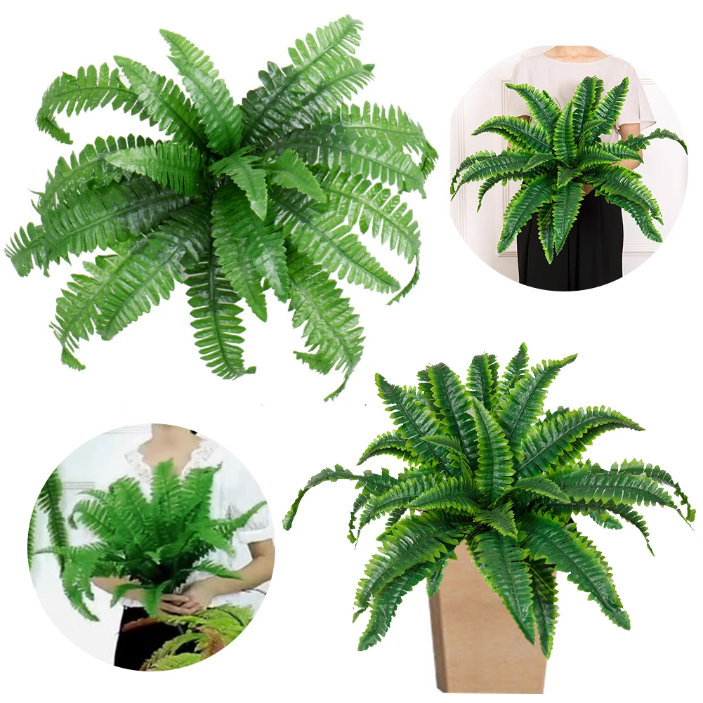 

2 Bundles Artificial Plants Fake Boston Ferns Bushes Faux Shrubs for Home Garden Outdoor Yard Decor Lifelike Grass Leaves Plant