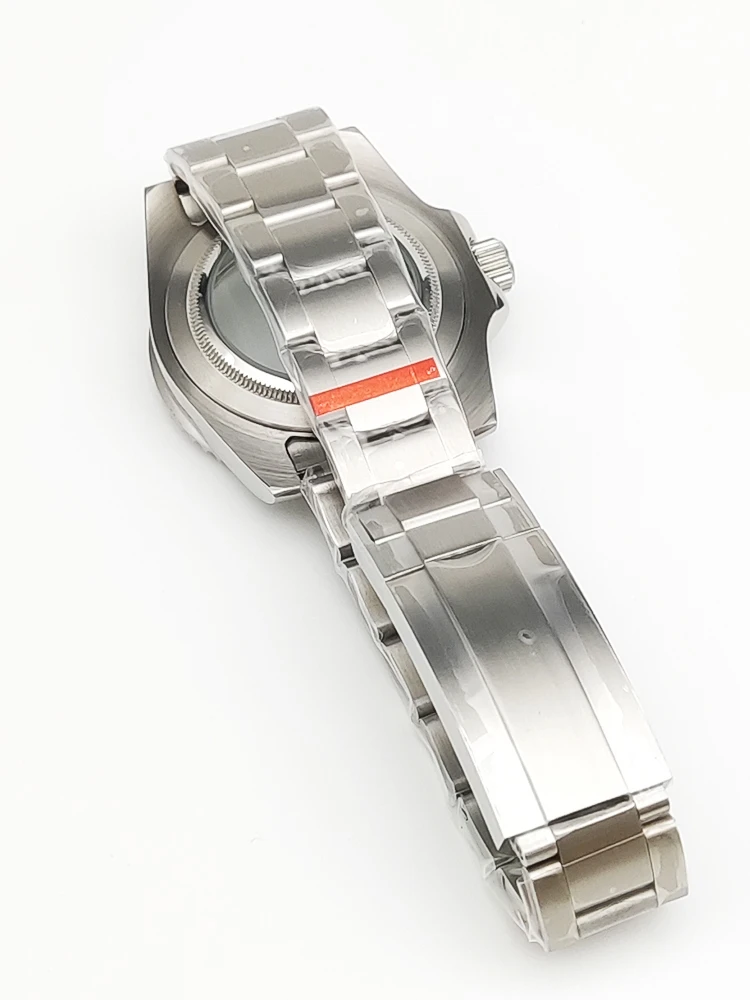 40 مللي متر مقاوم للماء ساعة حافظة 316L الفولاذ المقاوم للصدأ حافظة شفافة الظهر NH35 مطعمة الياقوت الكريستال غواص