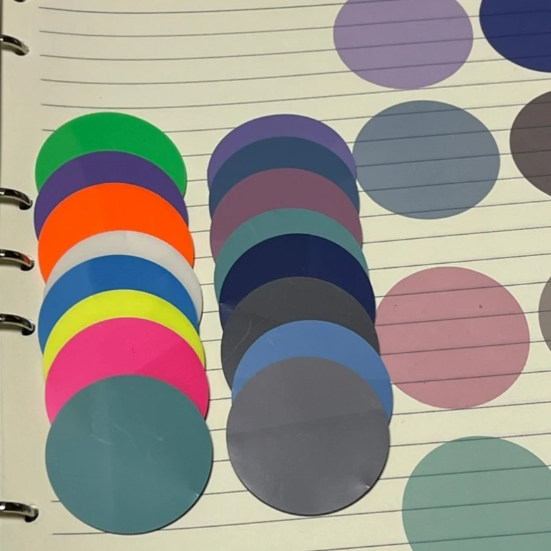 8/16 وسادة من ورق الملاحظات الشفاف، علامات تبويب دائرية ذاتية اللصق وقابلة للكتابة