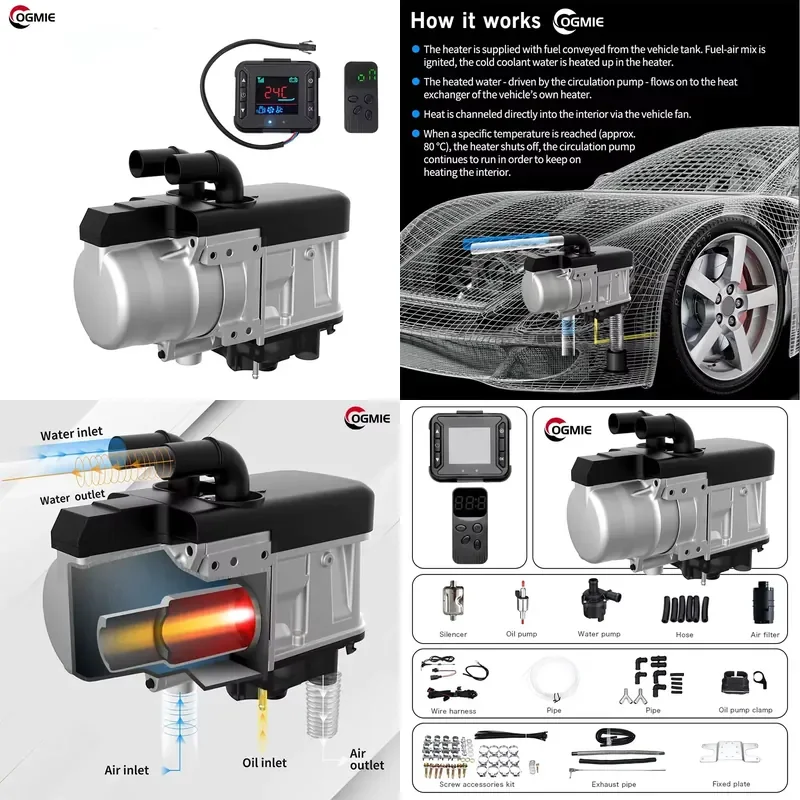 OGMIE New 12V 5KW Diesel Water Pump for Truck/Van/Caravan/RV with Fuel Tank 2-Year Warranty