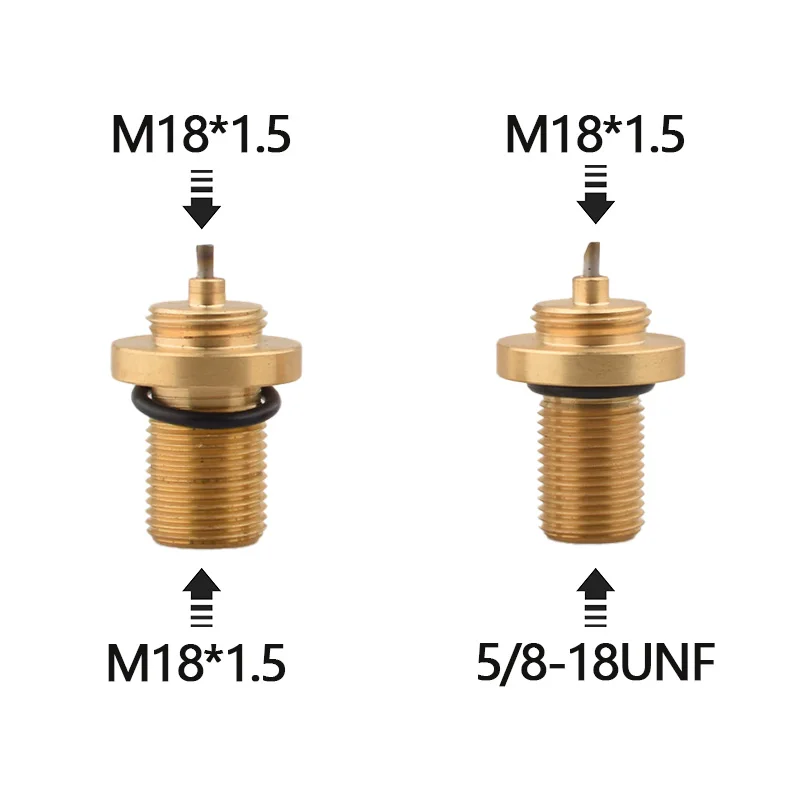 Brass HPA Tank Regulator Base Valve M18x1.5 5/8-18UNF Adapter with Pin Bleed for Scuba Soda Water Stream CO2 Air Tank Fittings