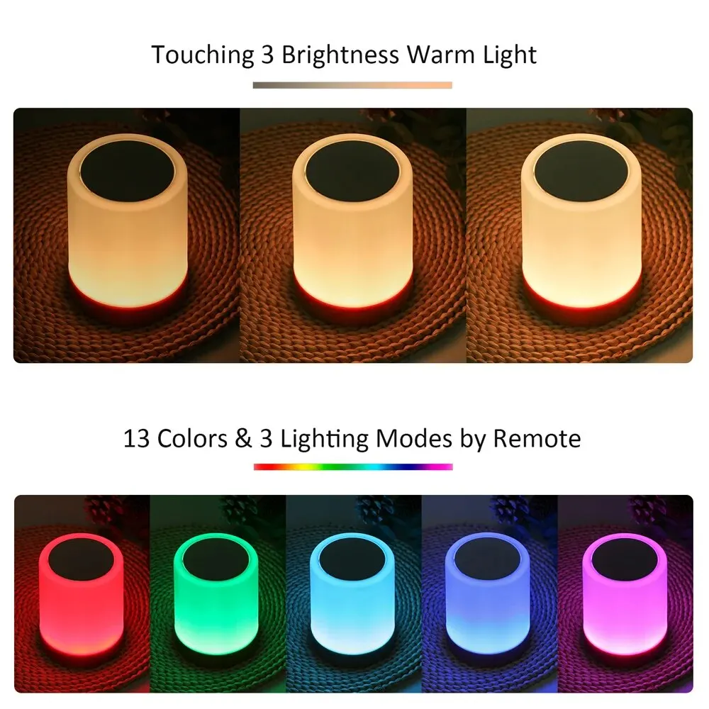 Touch Bedside Light, Bedroom Night Light, Dimmable Desk Light, Remote Control 13 Color Changing Light, Timed Shutdown, USB Charg