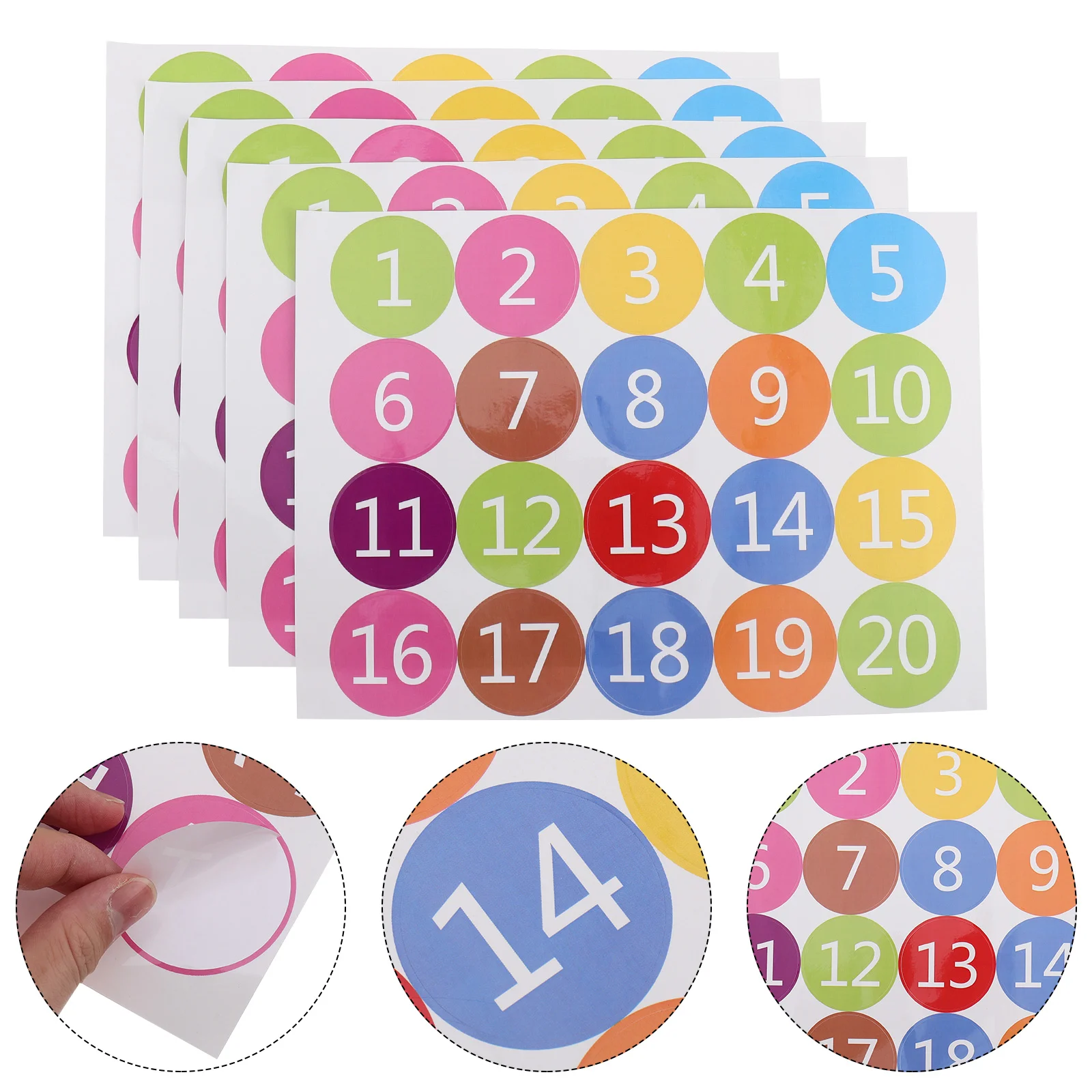 

5 Sheets Sticker Colorful Ornaments Number Pasters PVC Home The Circle Self-adhesive Decor Round Decoration