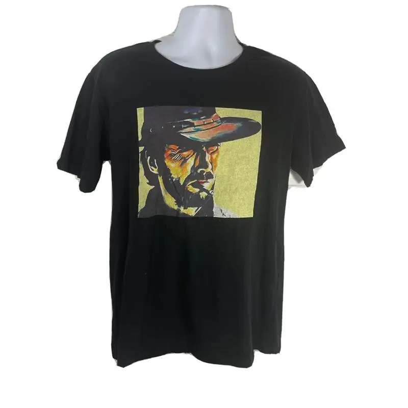 Clint Eastwood Adult T Shirt Large Black Crew Neck  Men 100 Cotton