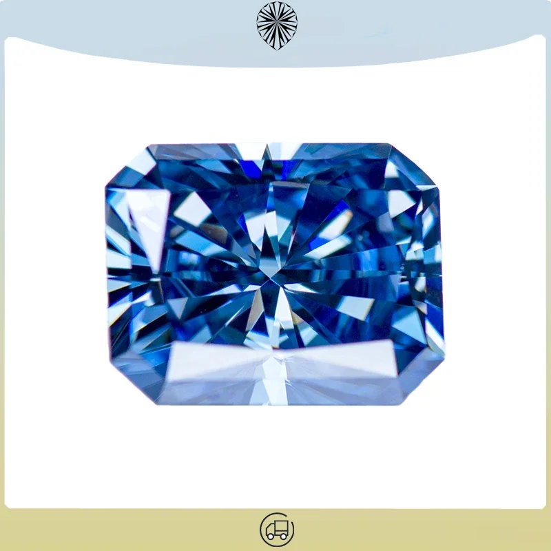 

Moissanite Stone Natural Royal Blue Color Radiant Cut Gemstone Lab Grown Diamond for Charms Woman Jewelry GRA Certificate