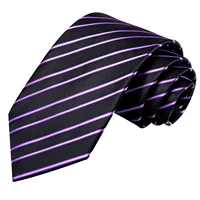 Purple Stripes Men Tie Handkerchief Cufflinks Set Necktie for Man Male Wedding Business Ties Formal Dad Husband Gift 2
