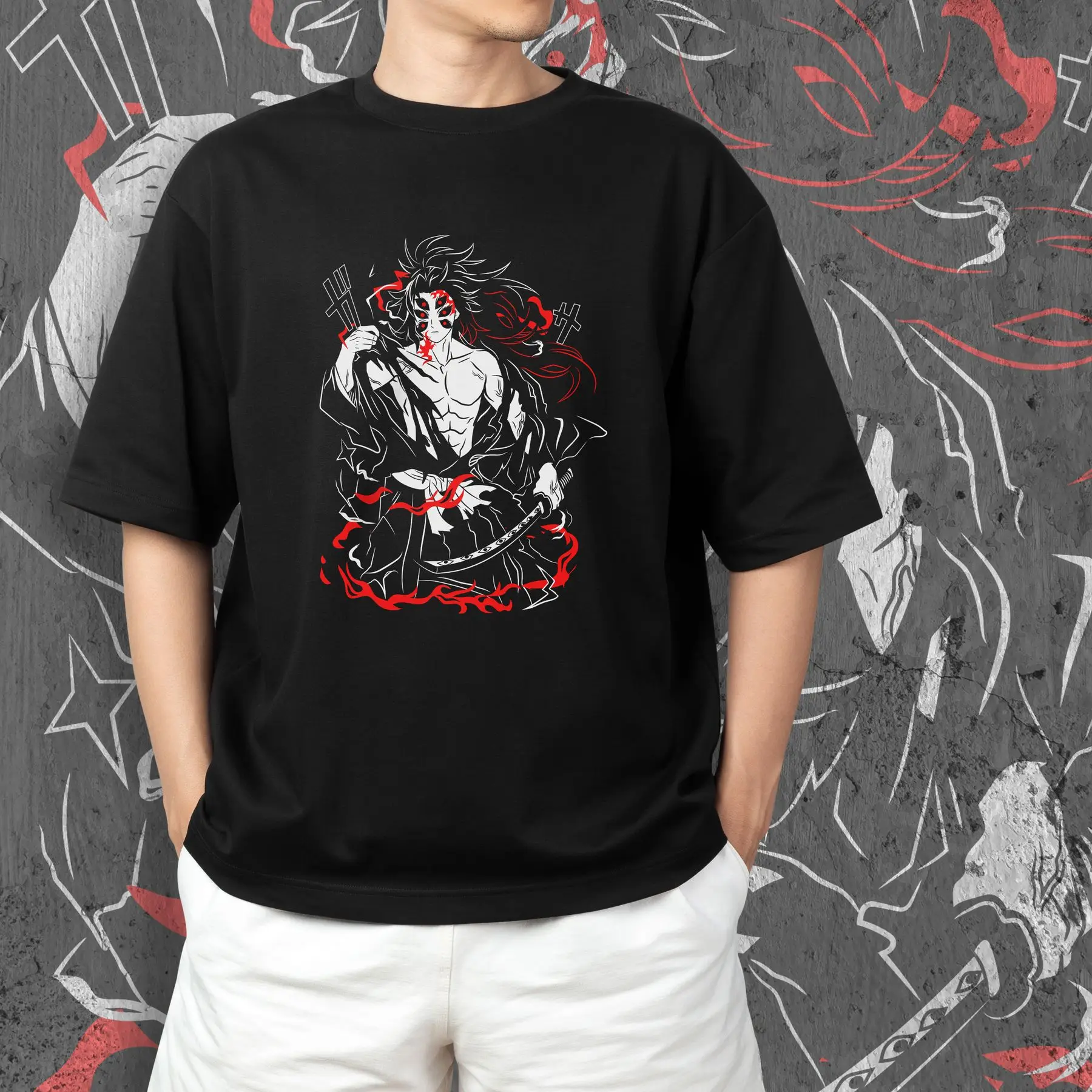 T-shirt with Demon Slashing Blade print - Kokushibo Black