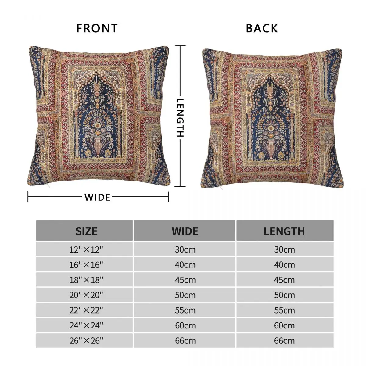 Turkish Antique Carpet Square Pillowcase Polyester Linen Velvet Pattern Zip Decor Throw Pillow Case Home Cushion Cover 18