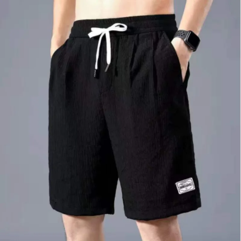 

Summer Ice Silk Shorts Men's Thin Sports Casual Loose Fashion Trend Cool Breathable Straight Leg Pants