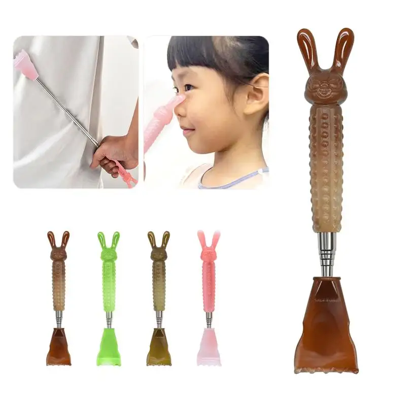 

54cm 2 In 1 Scalable Body Scrabber Retractable Portable Tickler Cute Rabbit Acupoint Massager Tool Nose Health Care Equipment