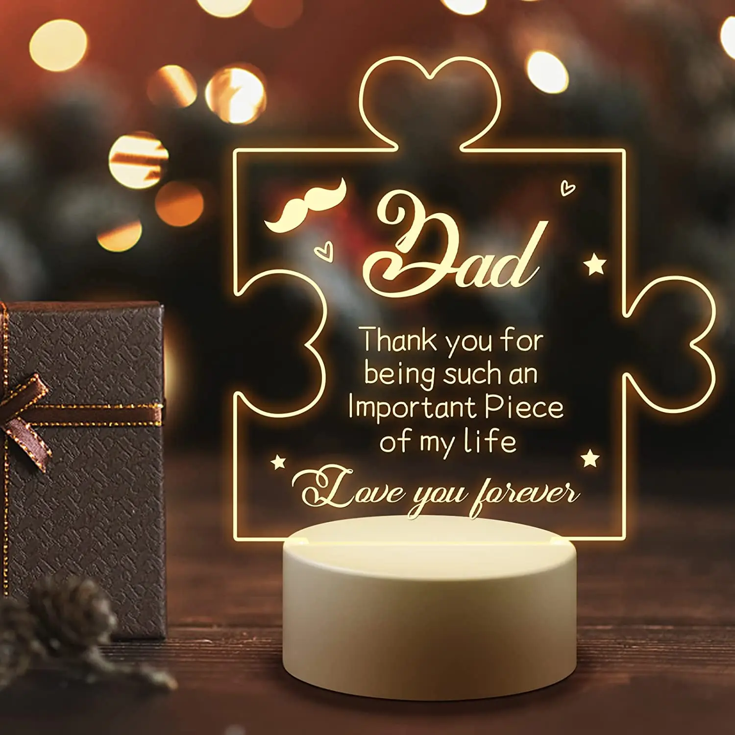 Father\'s Day Gifts for Dad Night Light, Dad Birthday Gift from Daughter Son, Dad Gifts for Acrylic Engraved Night Lights for Dad