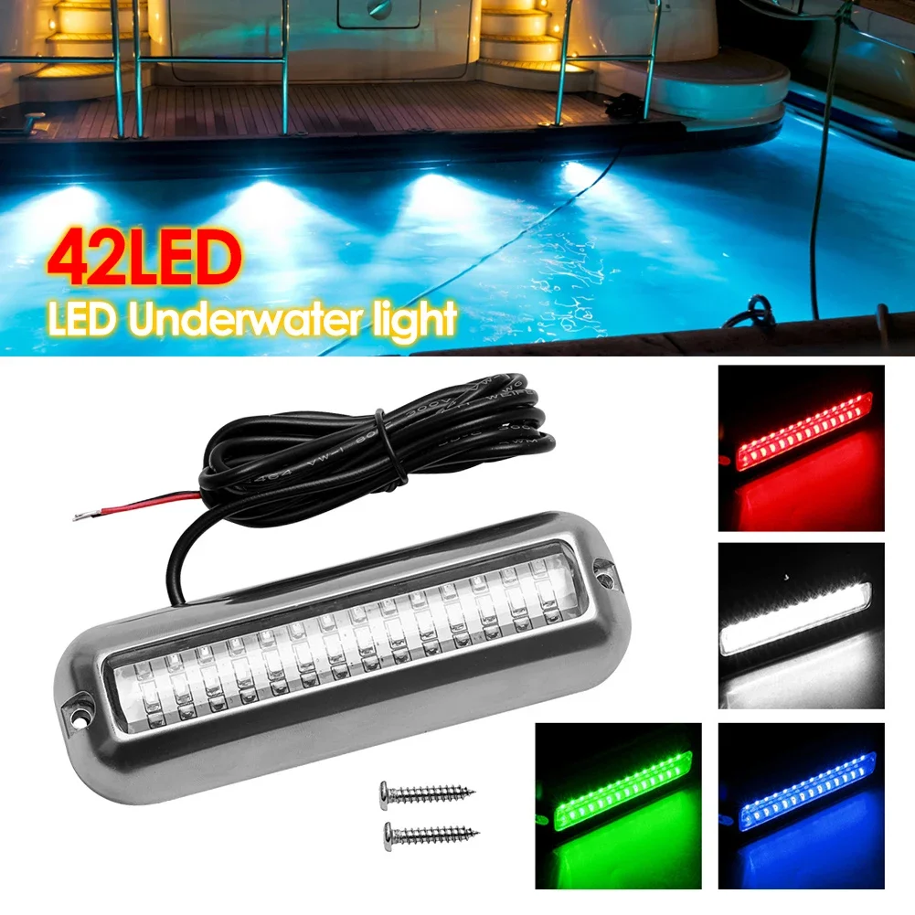 42 LED Waterproof Marine Boat LED Light Stainless Steel Underwater Pontoon Transom Lamp Yacht Cabin Deck Tail Lights Accessories