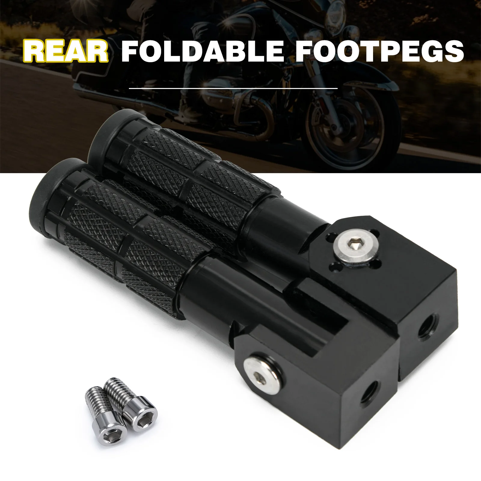 2 Pcs Motorcycle Motor Bike Folding Footrests Footpegs CNC Aluminum Universal Foot Rests Pegs Rear Pedals Set