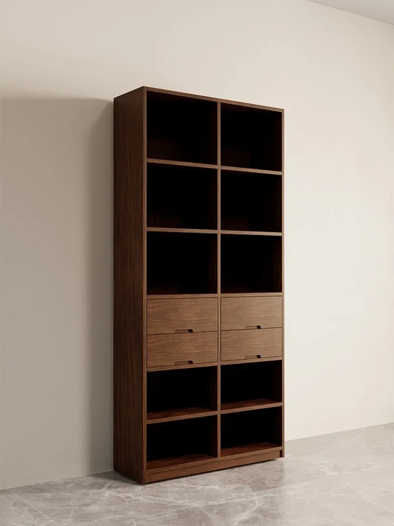 Floor-to-ceiling custom-made whole wall full wall all solid wood lattice shelves