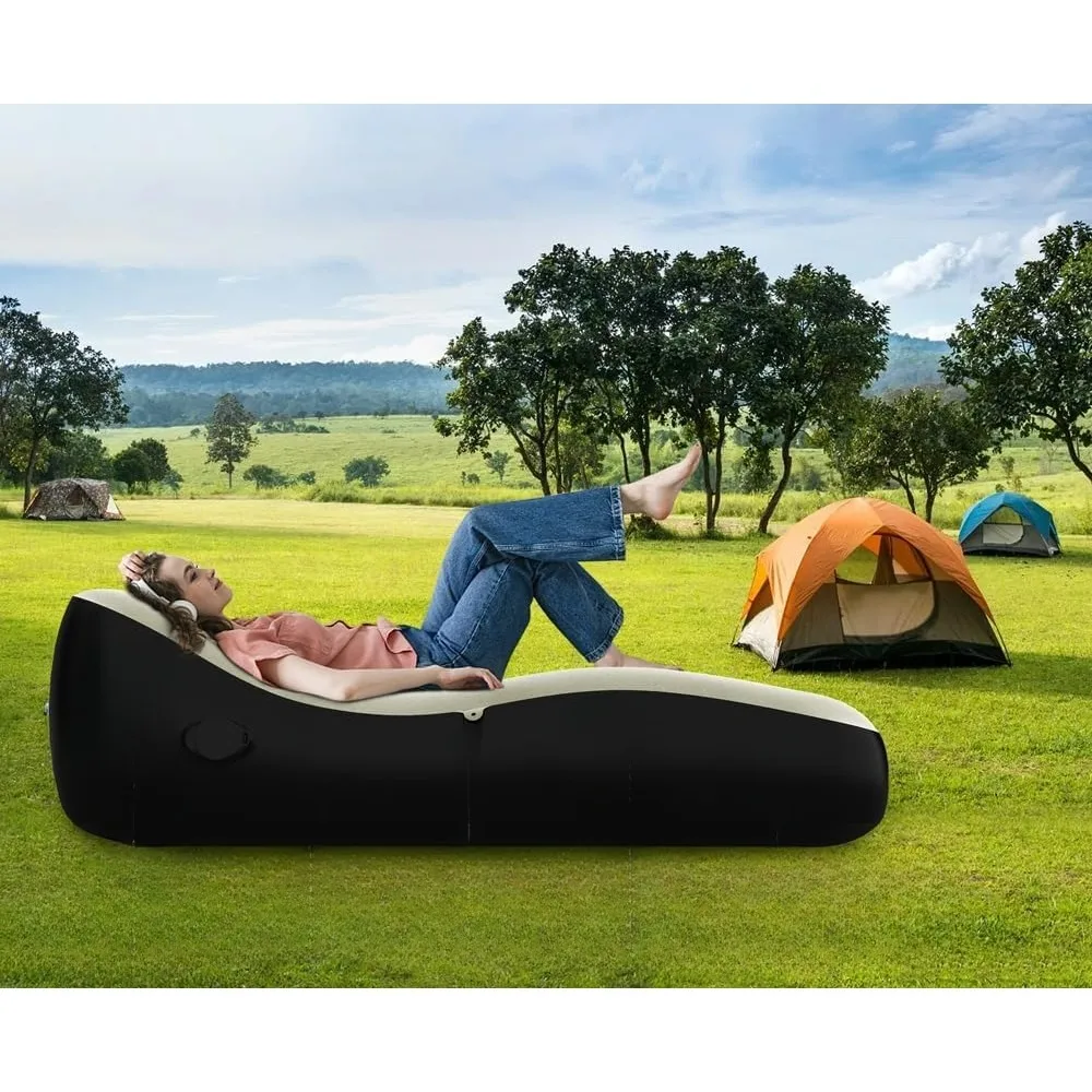 

Inflatable Sofa, Portable Auto Inflatable Couch Air Sofa Bed Lazy Lounger Chair Cozy Sleeping Camping Sofa Bed