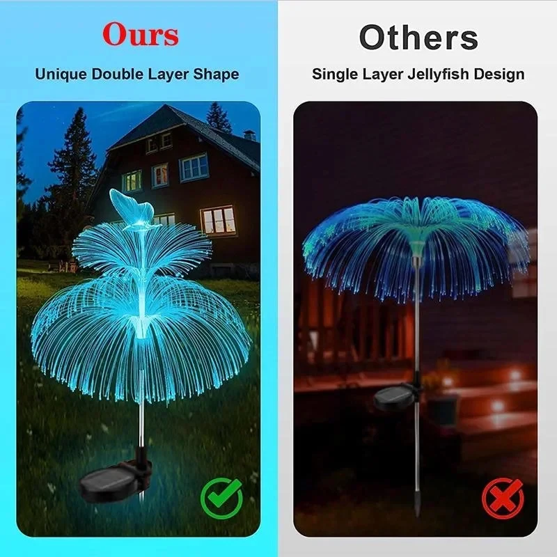 1/2/4/6 Pcs Solar Garden Lights Outdoor 7 Color RGB Gradient Jellyfish Solar Lights Waterproof Lawn Lights for Landscape Pathway