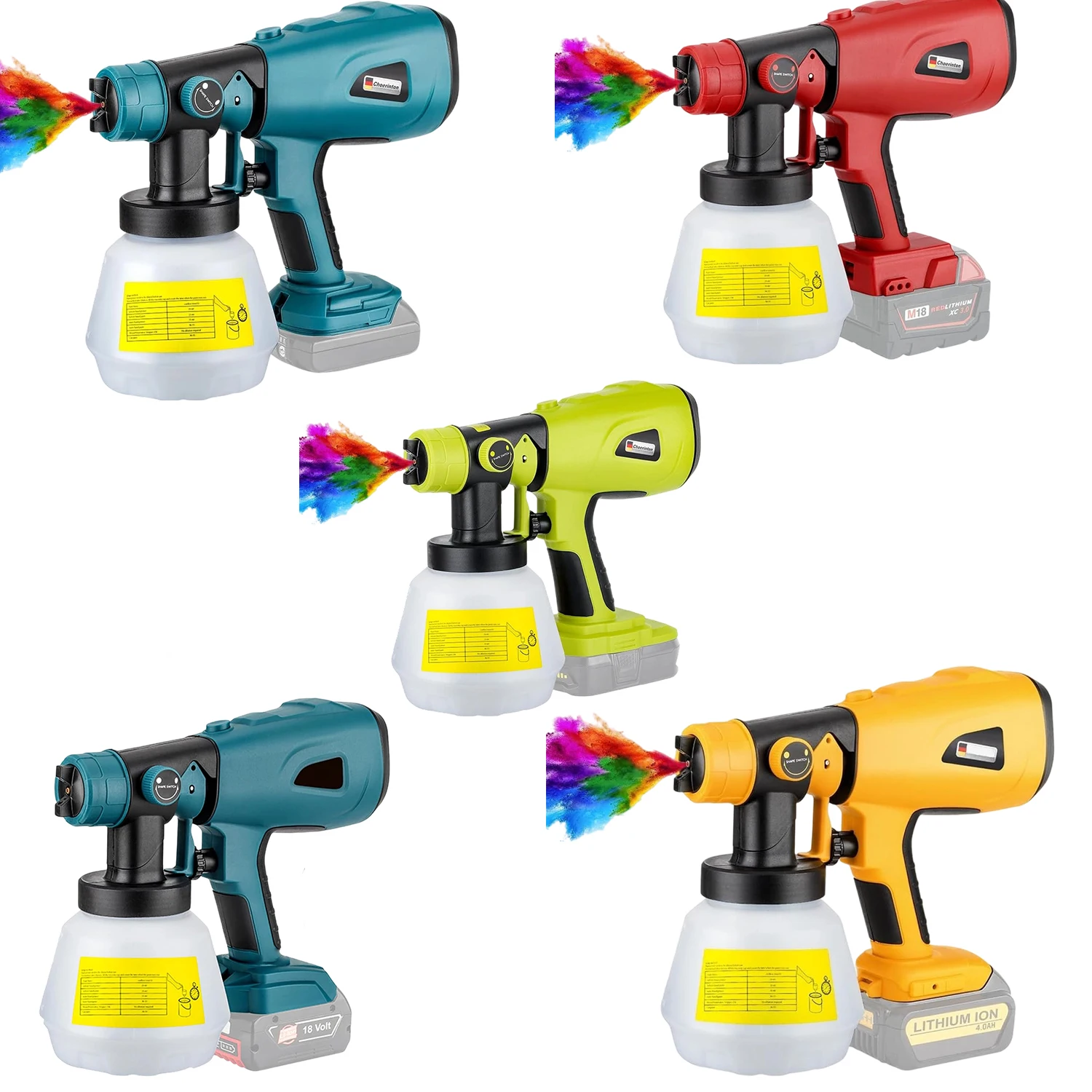 Cordless Paint Sprayer Furniture Steel Coating Airbrush For Makita/Dewalt/Milwaukee/Bosch/Ryobi 18V Battery  Electric Spray Gun