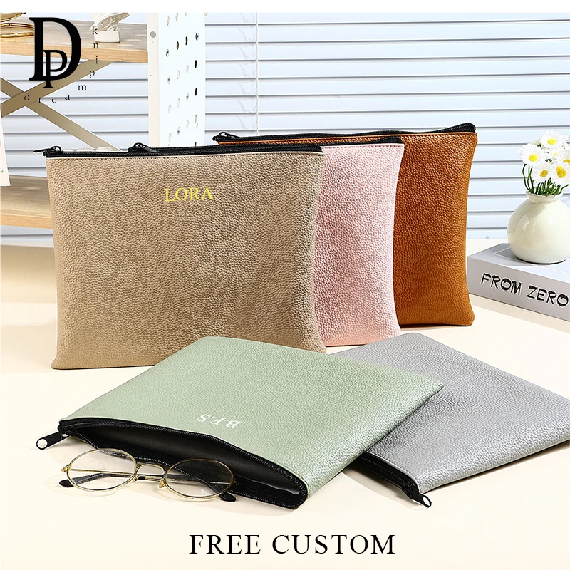 Personalized A5 Notebook Storage Bag Business Document Bag Large Capacity Pen Pouch Travel Passport Bag Cosmetic Bag Card Wallet